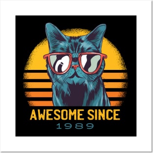 Awesome Since 1989 Vintage Cat Posters and Art